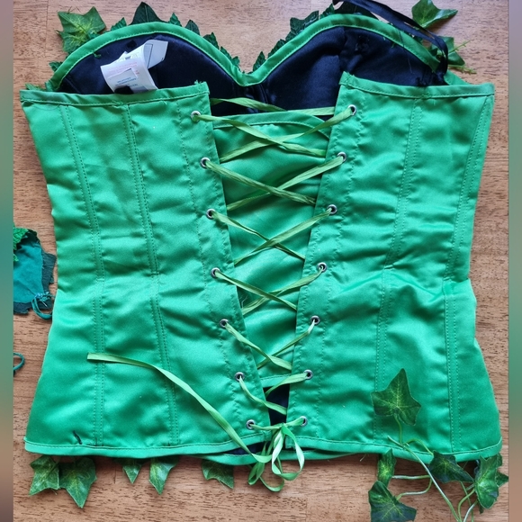 DC Superheroes Poison Ivy Adult Deluxe Corset & Glovelettes Halloween Costume - Picture 7 of 10